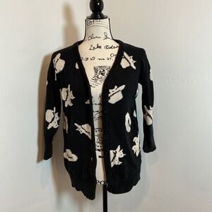 OMAMI MINI Black Cream Hat Print Cardigan Sweater Kids US 10 EUR 137 140